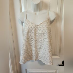Hollister V-Neck Tank Ivory Camisole 100% Cotton Eyelet Lace | Sz S EUC